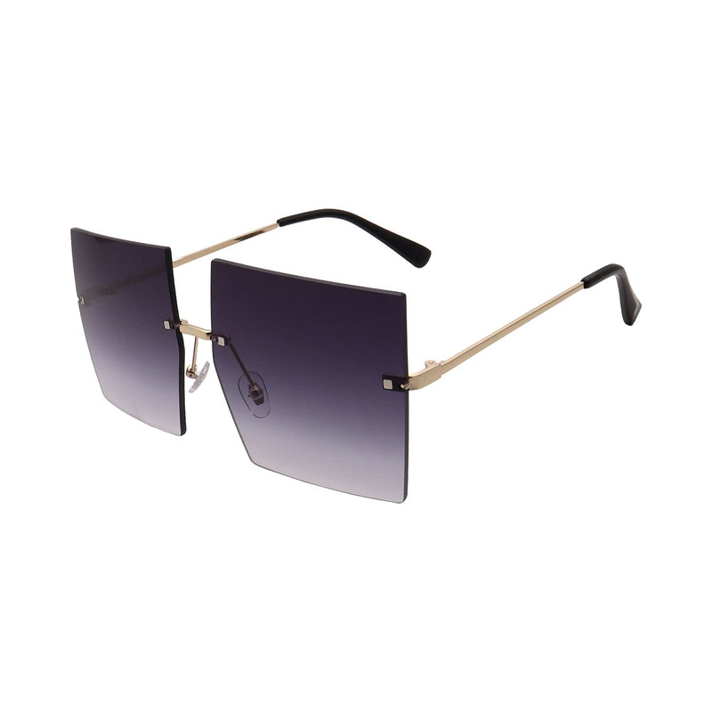 [Australia] - FOURCHEN Rimless Rectangle Oversize Sunglasses UV400 Protection, Antiglare Fashion Frameless Square Glasses for Women& Men Light Grey 