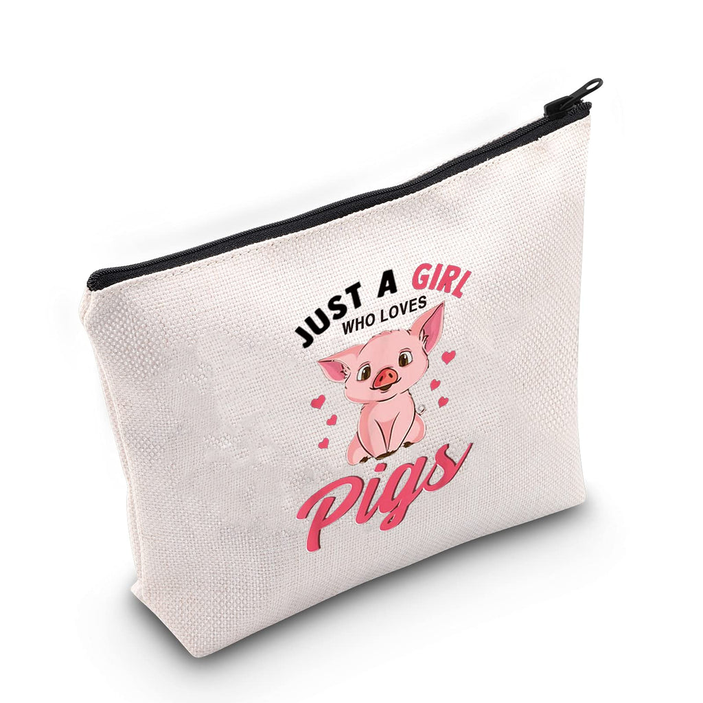 [Australia] - LEVLO Funny Pig Cosmetic Make up Bag Animal Lover Gift Just A Girl Who Loves Pigs Makeup Zipper Pouch Bag Pigs Lover Gift For Women Girls (Loves Pigs Bag) Loves Pigs Bag 