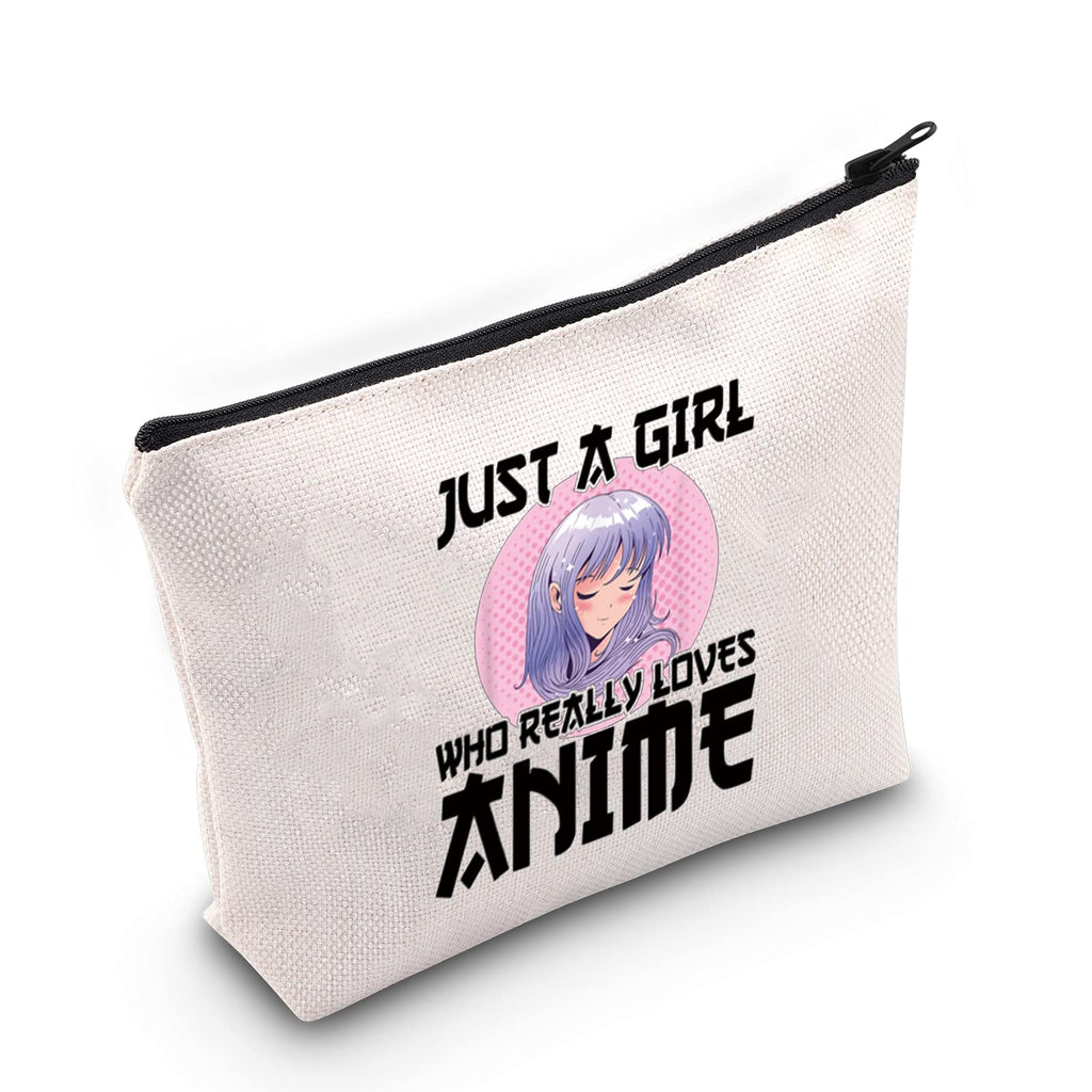 [Australia] - LEVLO Anime Fans Make up Bag Anime Lover Gift Just A Girl Who Really Loves Anime Cosmetic Make up Bag For Women Girls, Loves Anime 