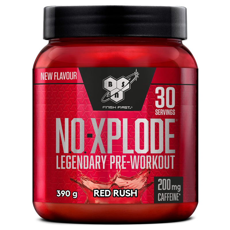 [Australia] - BSN Nutrition N.O.-Xplode Pre Workout Powder Food Supplement, Energy and Focus Booster with Caffeine, Amino Acids, Vitamin C and Zinc, Red Rush Flavour, 30 Servings, 390 g 
