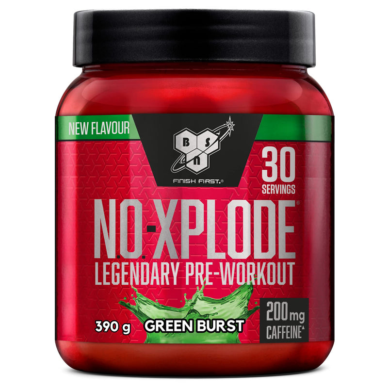 [Australia] - BSN Nutrition N.O.-Xplode Pre Workout Powder Food Supplement, Energy and Focus supportwith Caffeine, Amino Acids, Vitamin C and Zinc, Green Burst Flavour, 30 Servings, 390 g 