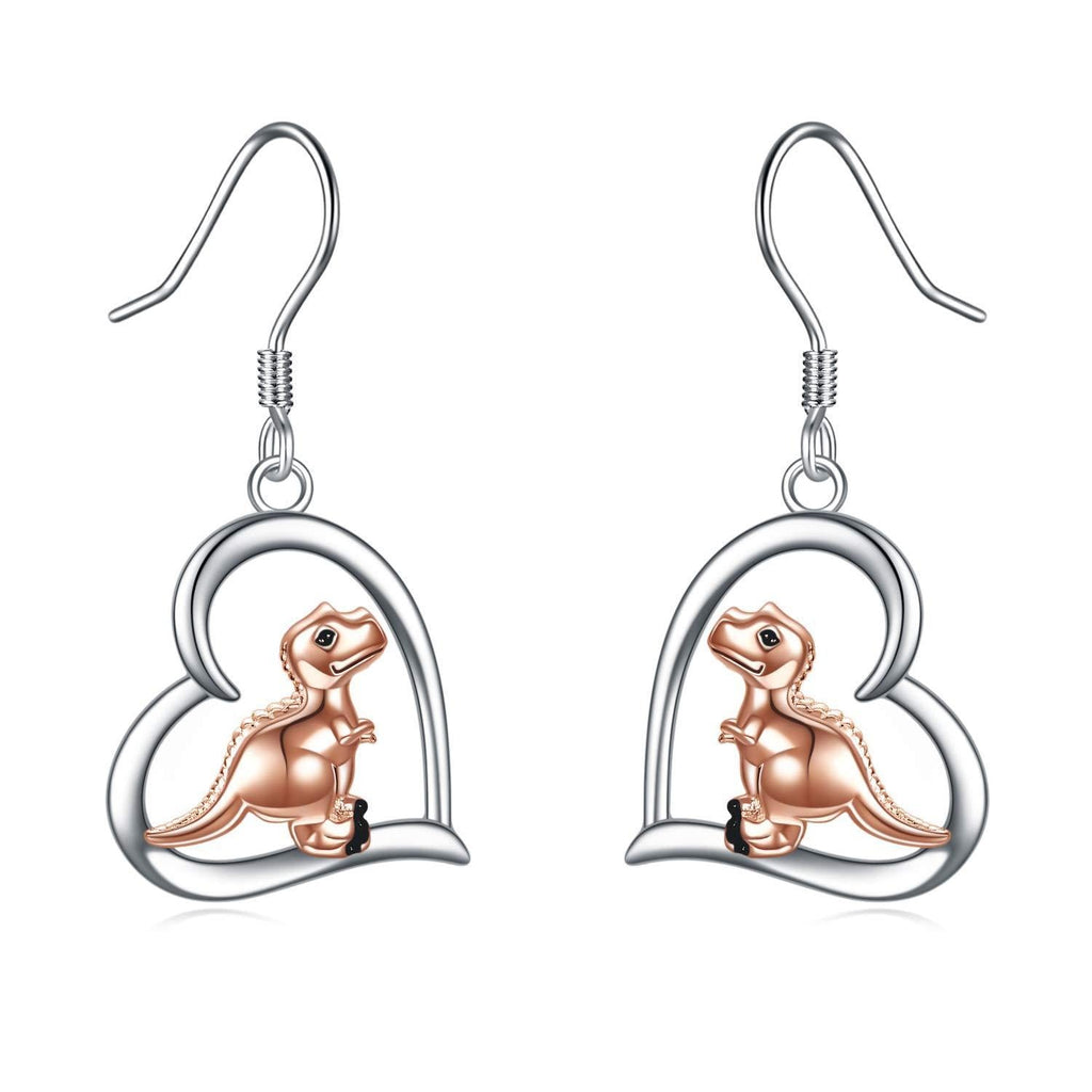 [Australia] - Women Earrings Sterling Silver Cat/Dinosaur/Elephant/Horse Dangle Earrings Jewellery with Fishhook Dinosaur earrings 