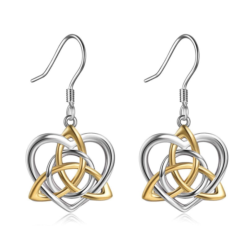 [Australia] - Celtics Earrings Sterling Silver Irish Celtic Knot Dangle Earrings Love Heart Drop Earrings Jewellery Mothers Day Gifts for Women Girls Mother Daughter 