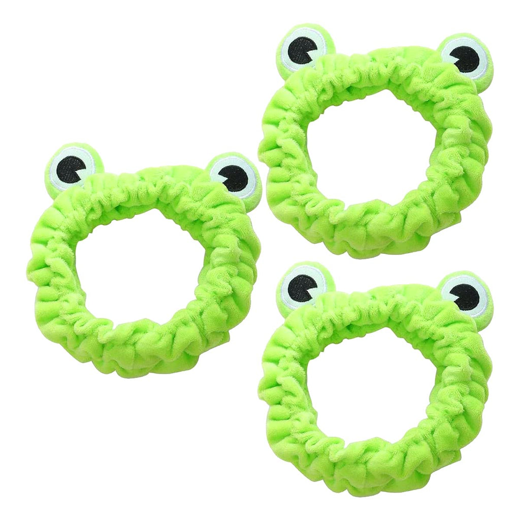 [Australia] - 3 Pcs Makeup Headband Funny Frog Hair Bands Wide Brimmed Coral Fleece Elastic Fluffy Head Wrap for Washing Face Head Wrap Women Hair Accessories for Shower Skincare Sports 