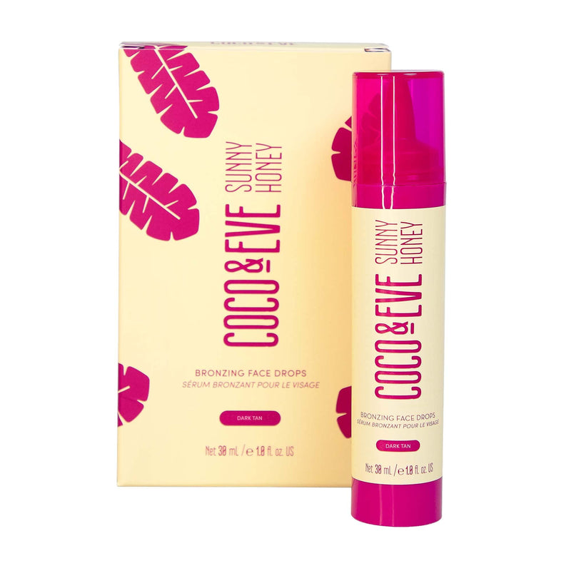 [Australia] - Coco & Eve Sunny Honey Bronzing Face Drops (Dark), Natural Self Tanning Face Drops. Hydrating Hyaluronic Acid. Indoor Sunless Moisturizing Self Tanner. (1 fl oz) Dark 
