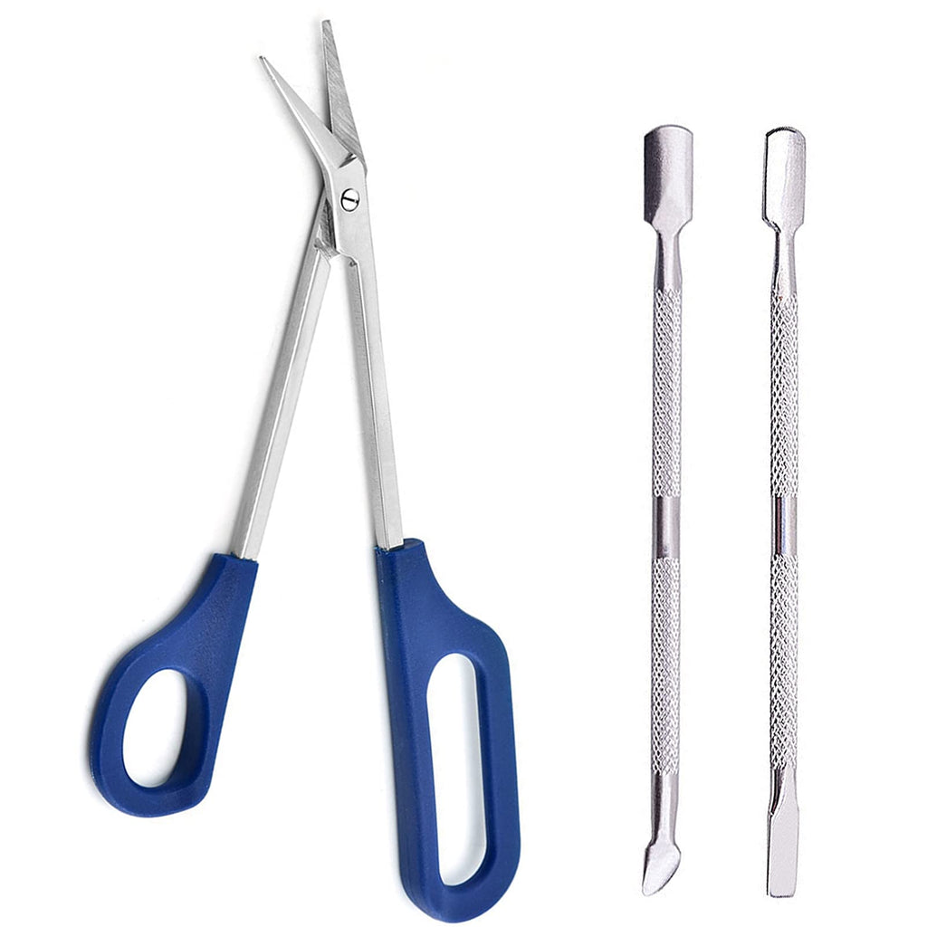 [Australia] - Long Handled Nail Scissors Clippers, Cuticle Pushers Perfect for Thick Toe Nails Easy Reach Handle Unique Design Ergonomic Ingrown Toenail File 