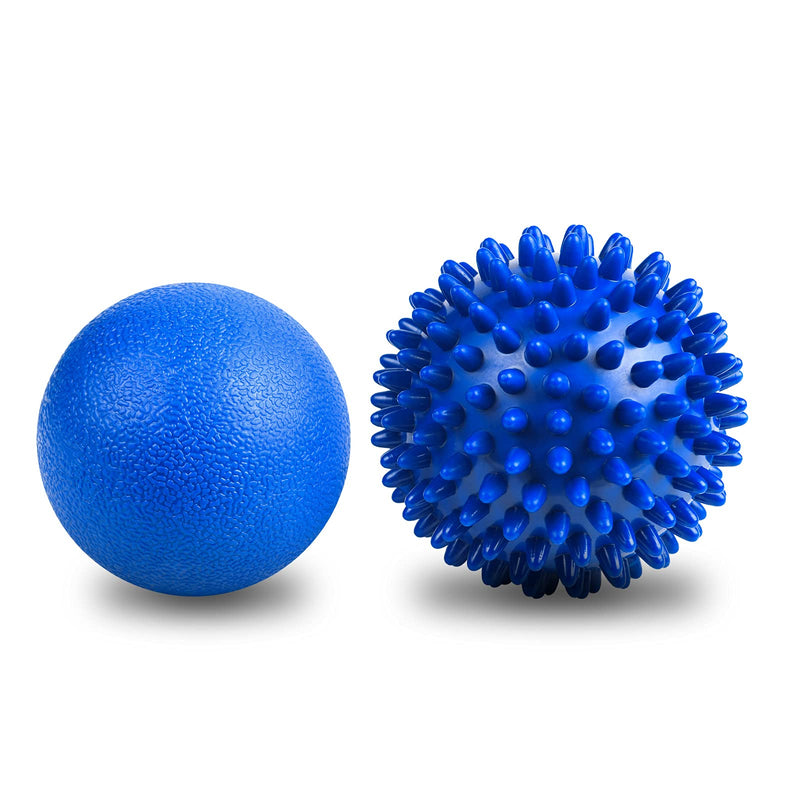 [Australia] - URAQT Spiky Massage Ball Set, 2 Pack Physical Therapy Massage Balls, Hard Lacrosse Ball & Spiky Massage Ball for Myofascial Release and Trigger Point Deep Tissue Massage 2pcs - Blue 