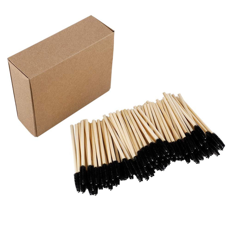 [Australia] - JFBUCF 100pcs Bamboo Handle Eyelash Brush,Makeup Brush Eyelash Extension Wands Disposable Eyebrow Brush Mascara Applicator Makeup Tool 
