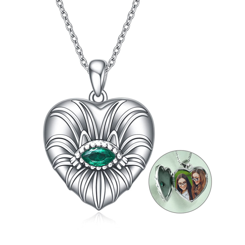 [Australia] - ONEFINITY Cat Heart Lockets 925 Sterling Silver Heart Pendant Necklace Locket to Hold Pictures Memory Jewellery Gifts For Women 