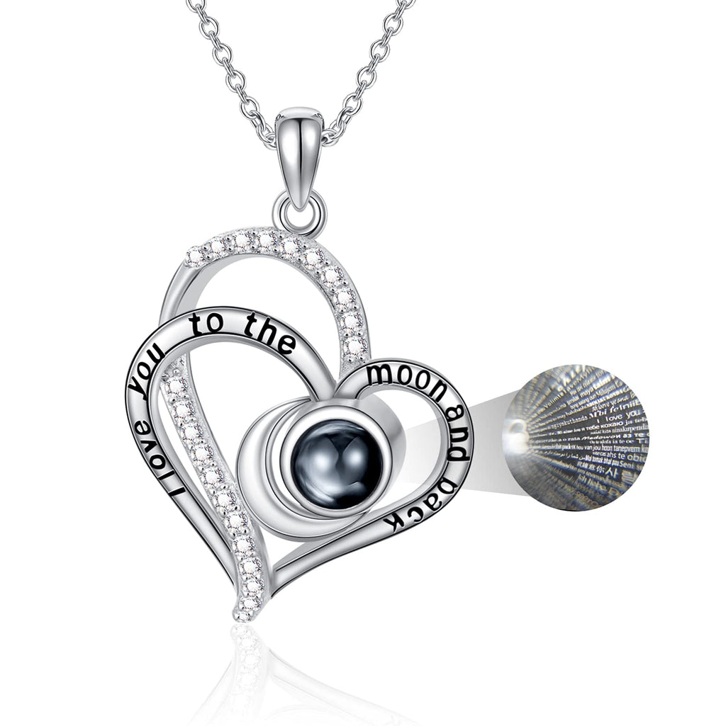 [Australia] - SOULMEET 925 Sterling Silver 100 Languages I Love You Necklace Jewelry Gift for Women Girls Heart to Heart 