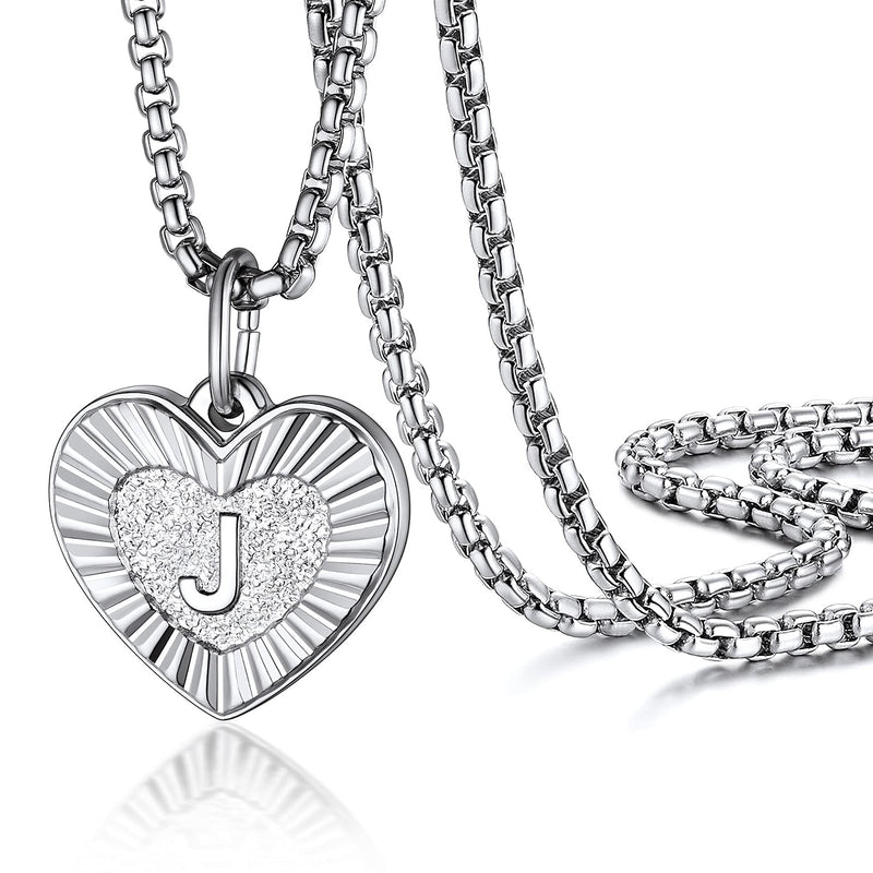 [Australia] - PROSTEEL Women Silver Color Heart Letter Necklace, Monogram Jewelry, with Chain,51+5CM -Send Gift Box J 