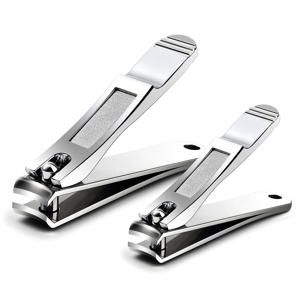 [Australia] - FERYES Nail Clippers, 2 Pcs Nail Cutter Set Sharpest Stainless Steel Fingernail + Toenail Kit Perfect for Men & Women Silver 