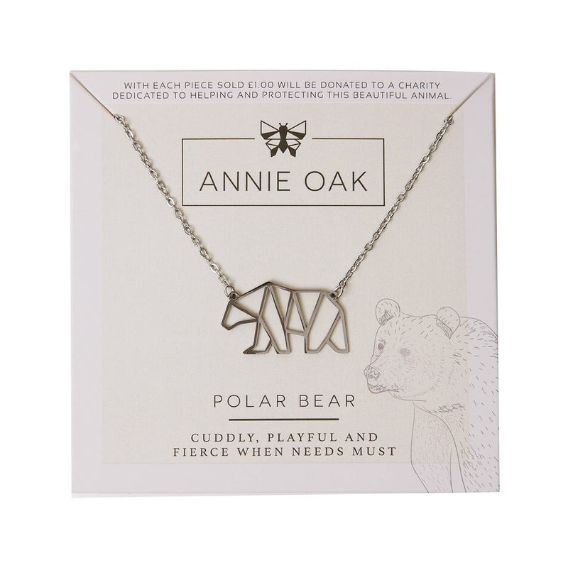 [Australia] - Annie Oak Womens 316L Stainless Steel 925 Silver Geometric Polar Bear Princess Length Necklace 