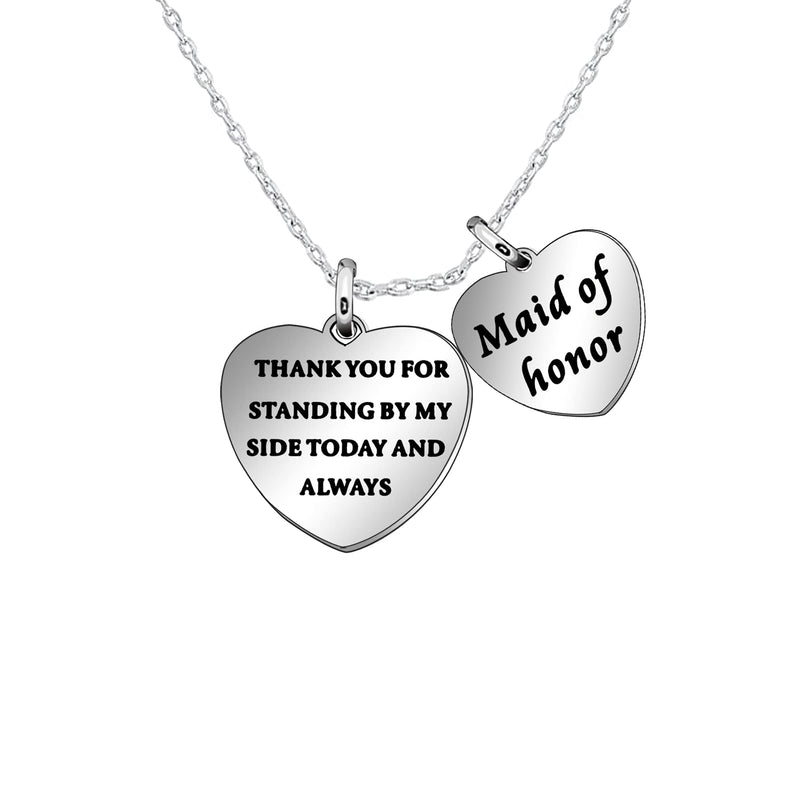 [Australia] - Thank You for Standing By My Side Gifts Maid Of Honour Heart Charm Necklace Jewellery for Women Girl 