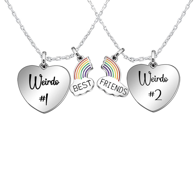 [Australia] - Weirdo Gifts For Graduation Weirdo #1 Weirdo #2 Necklace For Best Friends Rainbow Split Pendant Jewellery for Friendship 