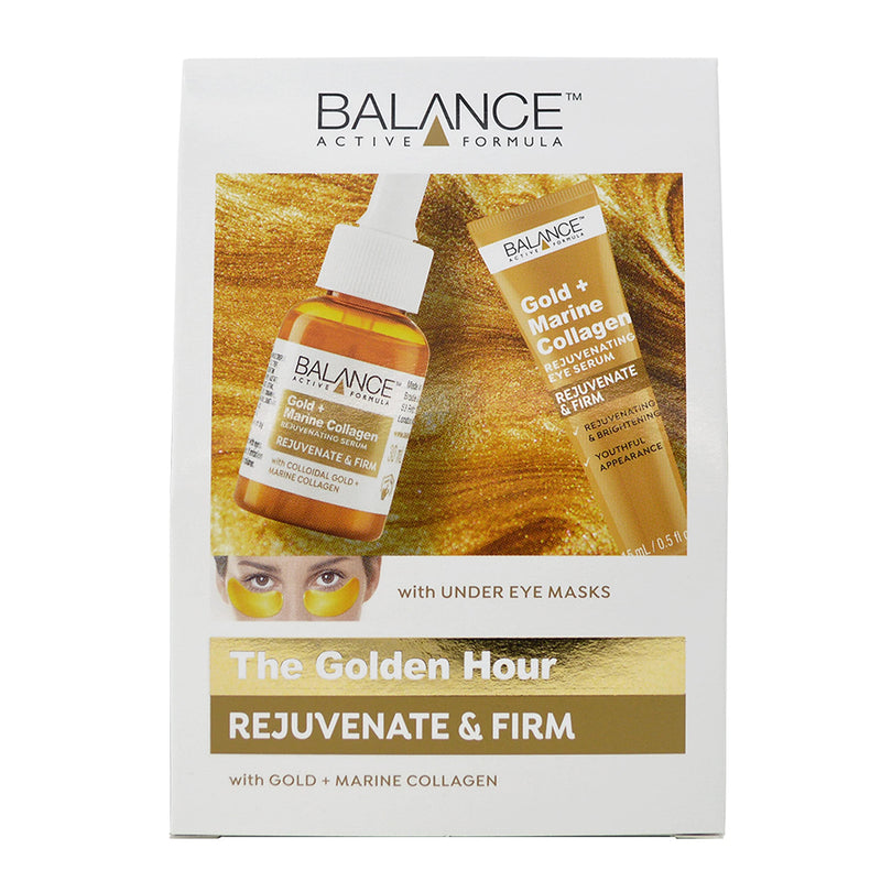 [Australia] - Balance Active Formula The Golden Hour Set (Gold + Marine Collagen Serum, Under Eye Masks & eye serum) - Soften fine lines & wrinkles. Create a radiant glow. 