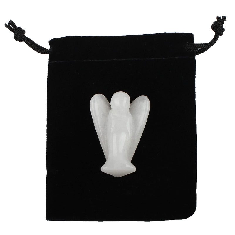 [Australia] - QOPAHI Healing Crystal Angels Lucky Charms Reiki Gifts Spiritual Gifts Pocket Angel Healing Crystals for Women Angel Ornaments for Home Office Bedroom（White） White 
