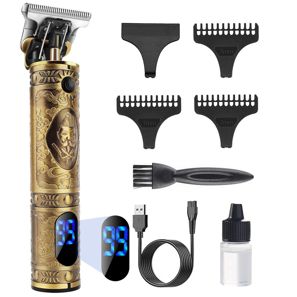 [Australia] - Hair Clippers Men Professional Beard Trimmer,Cordless Electric Self Hair Clippers with LCD Screen,Precision Outliner Trimmer-Smooth Clipping,Sharp Shavers-Rechargeable Battery,Gifts for Men Gold 
