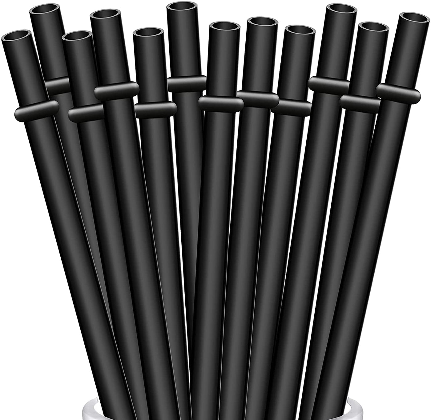 12-Pack Reusable Hard Plastic Clear Straws, 10.5 inch Tumbler Straws with  Cleaning Brush 