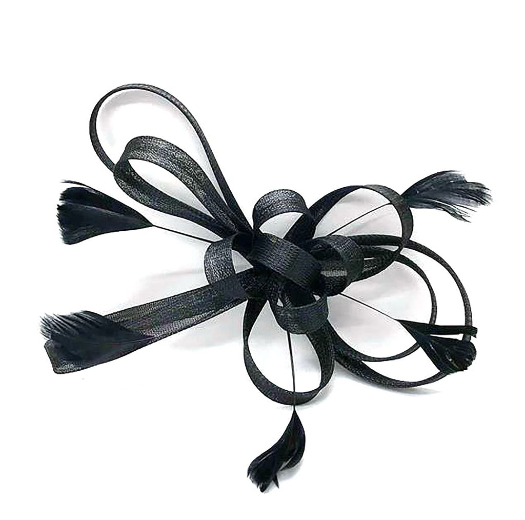 [Australia] - Ladies Feather Comb Fascinator, Ladies Day, Races, Royal Ascot Hair Piece Fascinator (Black) Black 