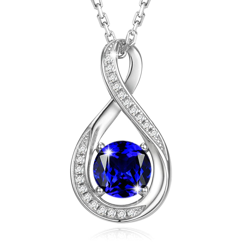 [Australia] - GEMLANTO 925 Sterling Silver Created Sapphire Necklace September Birthstone Necklaces for Women Birthday Anniversary Jewellery Gifts for Her Women Girls, Adjustable Chain 40+5cm September- Created Sapphire 