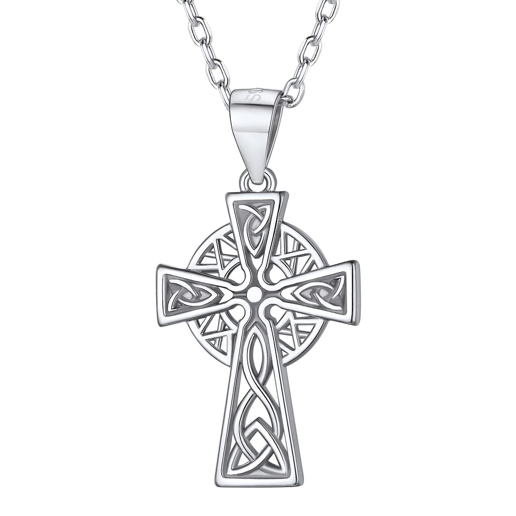 [Australia] - PROSILVER Women Solid 925 Silver Celtic Knot Pendant with Chain,Heart/Cross/Triangle Celtic Jewelry-Send Gift Box 3-celtic-cross 