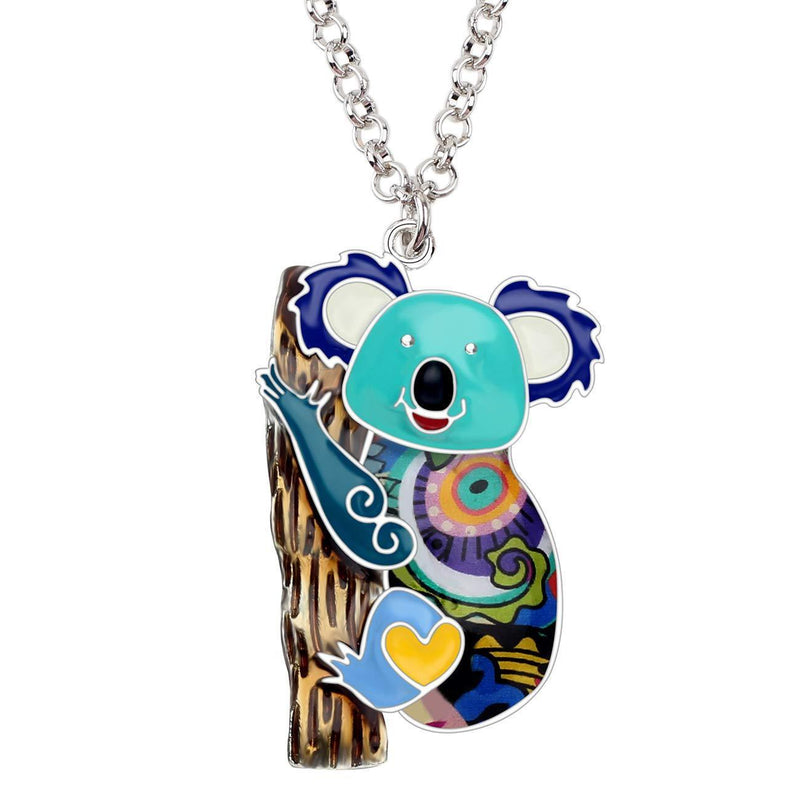 [Australia] - NEWEI Dainty Enamel Australian Koala Necklace Pendant Jungle Animals Necklace Jewelry Gifts for Women Girls Blue 