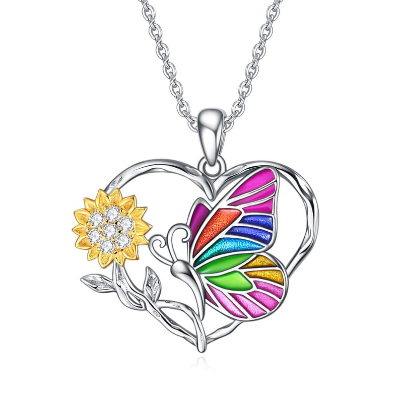 [Australia] - YFN Butterfly/Bee/Ladybird Necklace Sterling Silver Sunflower Pendant Necklace Jewellery Gifts for Women Girls Gold 