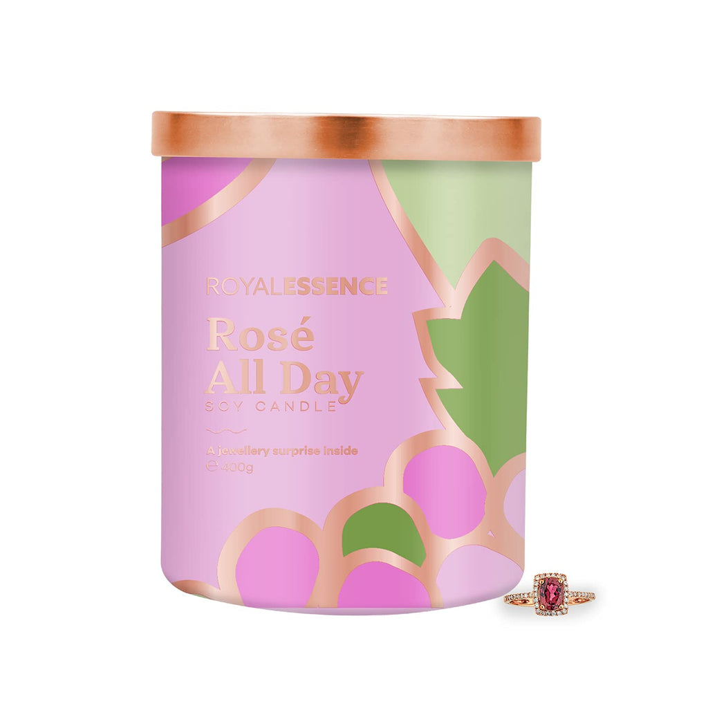 [Australia] - Royal Essence Rosé All Day Jewellery Candle (Surprise Rose Gold Jewellery Valued at £50 to £3,000) Necklace 