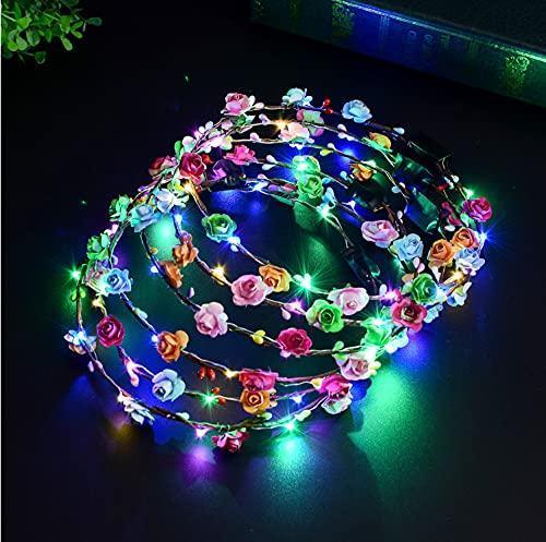 [Australia] - LED corolla, light up flower wreath headband, luminous 8 Led flower headwear for Christmas glowing parties 