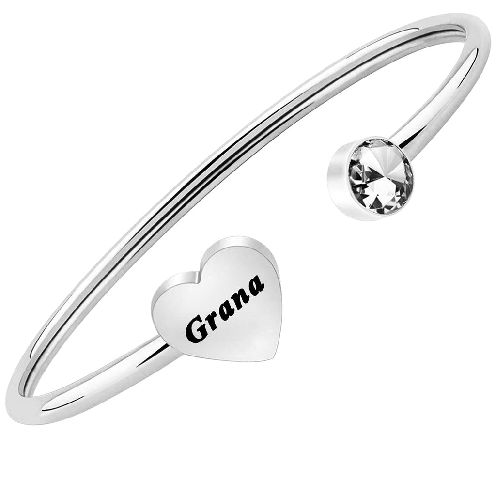 [Australia] - MYSOMY Grandmother Grana Gift Grana Cuff Bracelet Mother’s Day Jewelry for Grana First Time Grandma Granna Jewelry Grana Birthday Gift for Grandchild silver grana 
