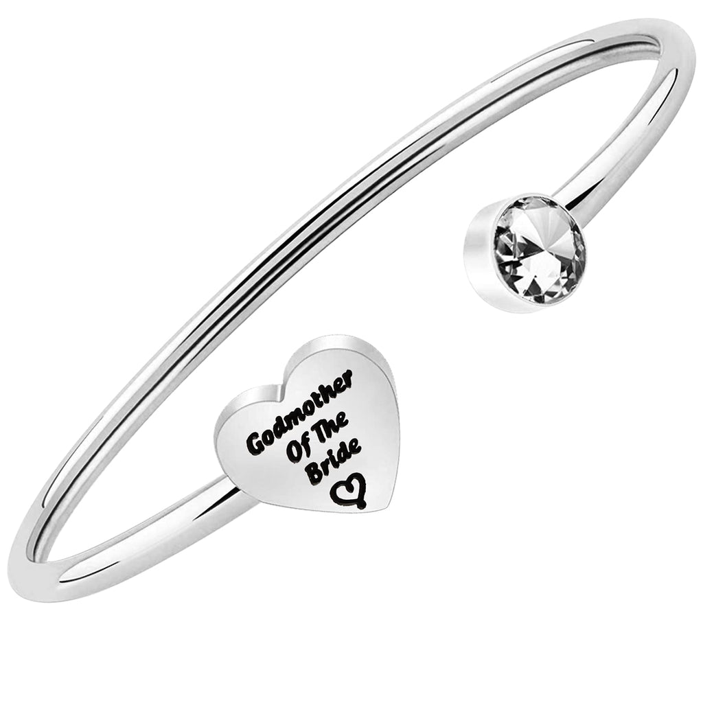 [Australia] - MYSOMY Godmother Of The Bride Jewelry Godmother Of The Bride Cuff Bracelet Godmom Of Bride Wedding Bridal Shower MOB Gift from Goddaughter silver 