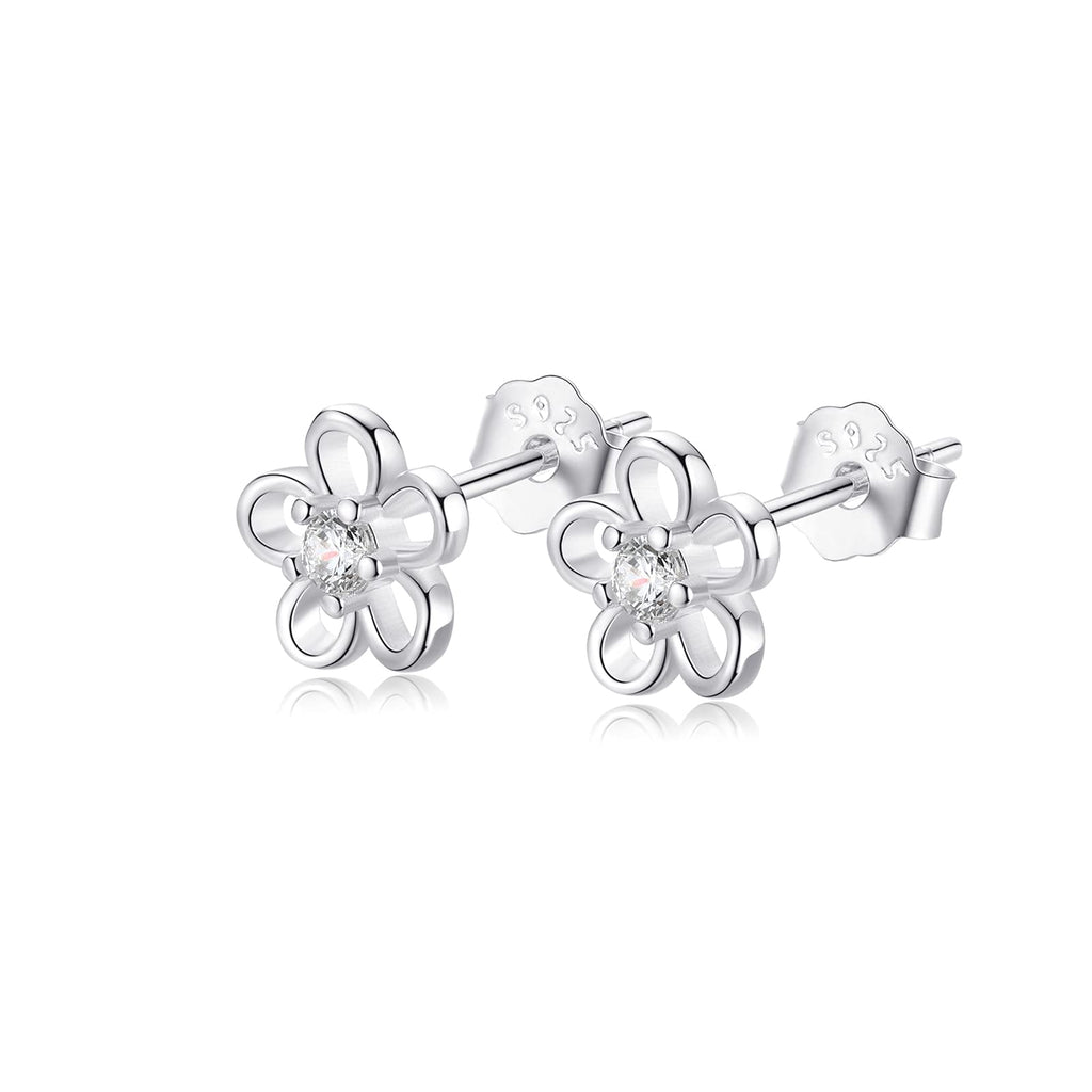 [Australia] - Tiny Flower Studs Earrings Real 925 Sterling Silver Cubic Zirconia Cz Mini Small Lobe Earrings Studs Women Gold Plated 