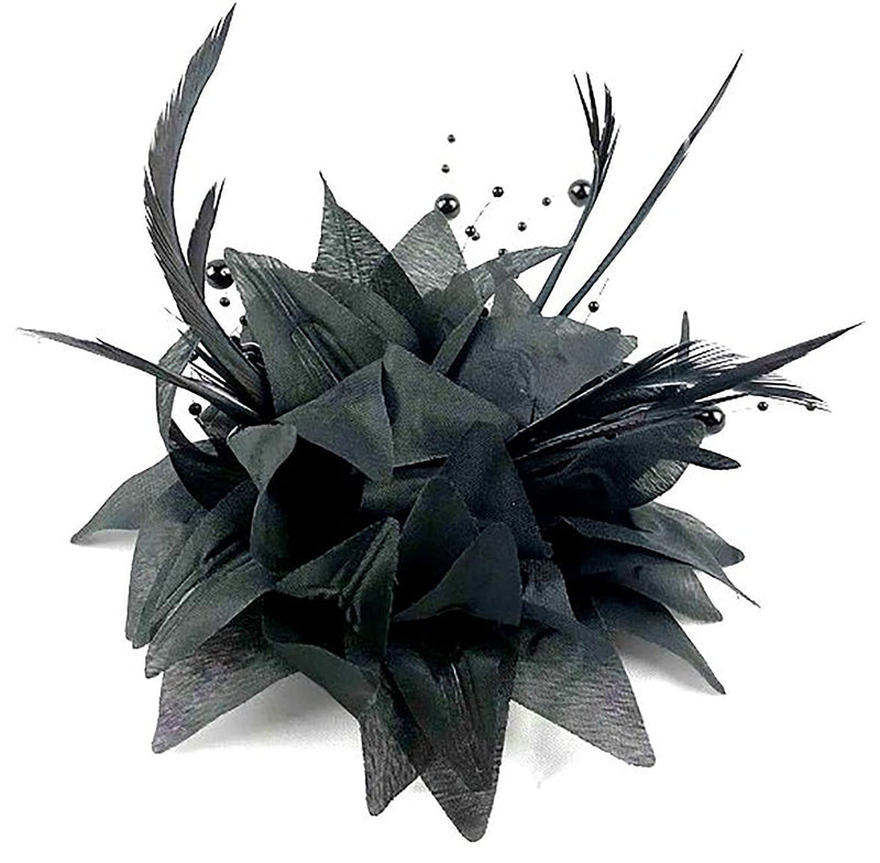 [Australia] - Ladies Feather Beak Clip Fascinator, Brooch Pin Hair Accessory, Weddings, Races, Royal Ascot 1 Black 