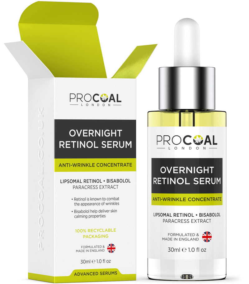 [Australia] - Overnight Retinol Serum High Strength for Face 30ml by Procoal - 3% Retinol Complex Night Concentrate with Bisabolol & Paracress Extract, Vegan, Cruelty-Free, Made in UK 