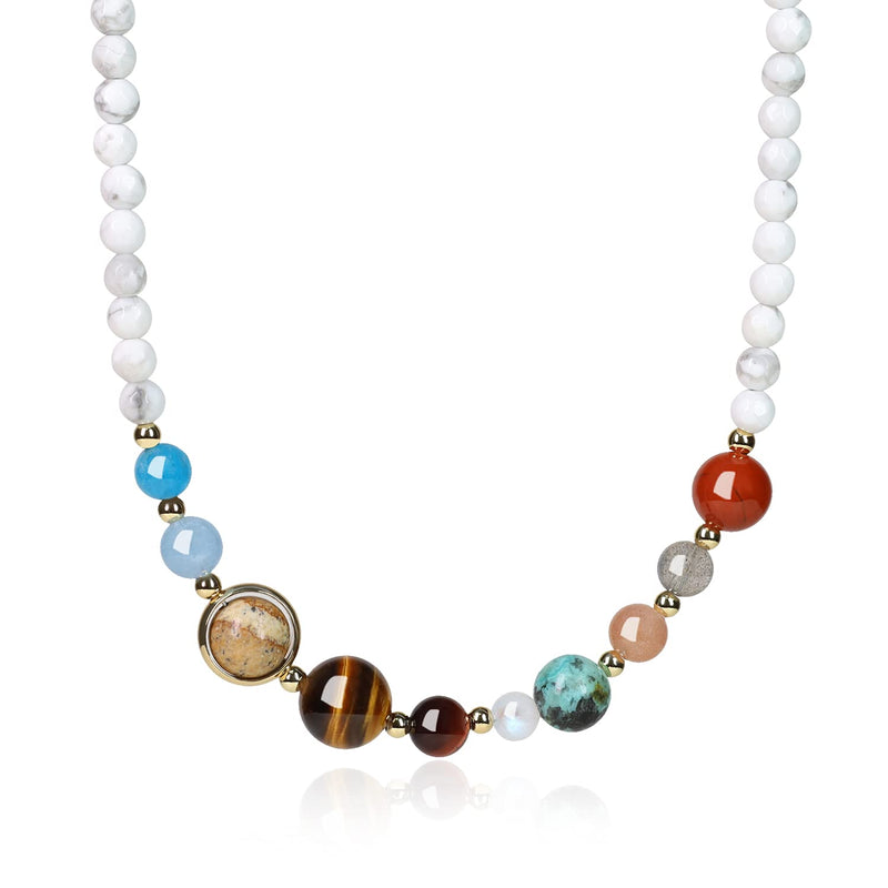 [Australia] - coai Stone Beaded Solar System Necklace Faceted Howlite 