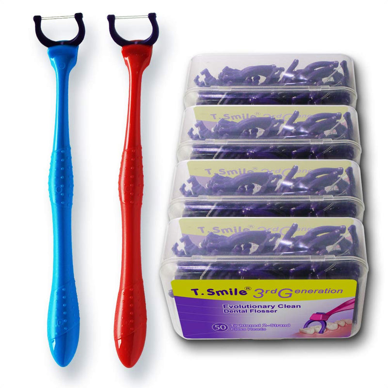 [Australia] - TEEsmile Evolutionary Clean Dental Flossers, Kit of Handle(s) Plus Refillable Heads (2 Long Handles, +200 Tightened 2-Strand Refills) 202 Piece Set 