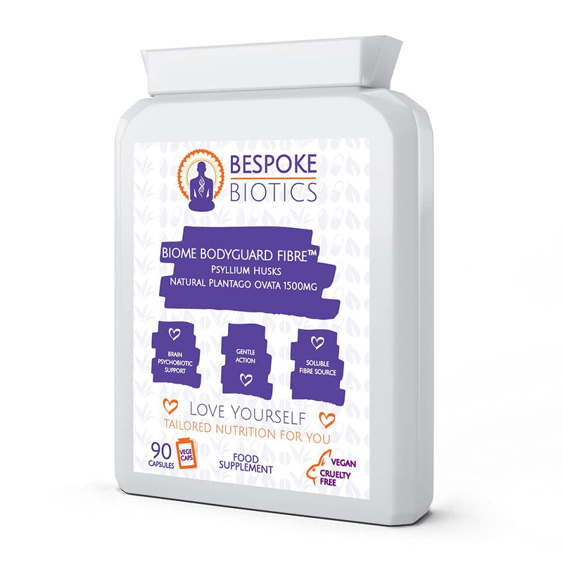 [Australia] - Psyllium Husks Supplement 1500 mg Serving - 90 Cap - | Vegans | Contains No Common Allergens | UK | BIOME Bodyguard Fibre| Mental Health | Thyroid| Gut Microbiome Support 