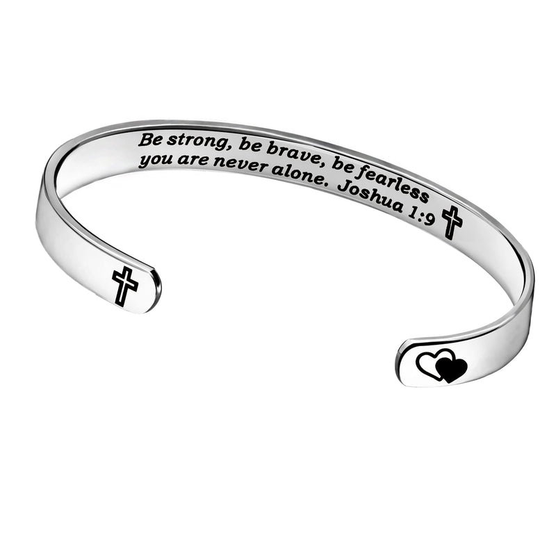 [Australia] - Inspirational Cross Bracelet Christian Gifts for Family Friends - Religious Cuff Bangle Bible Verse Jewellery for Women Baptism Gifts Christian Bracelet 106 Be strong, be brave 