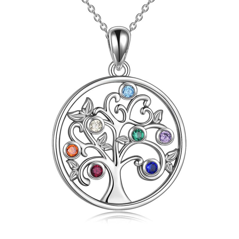 [Australia] - YFN Tree of Life Necklace Sterling Silver Family Tree Pendant 7 Chakra Necklace Jewellery Gifts for Women Girls 