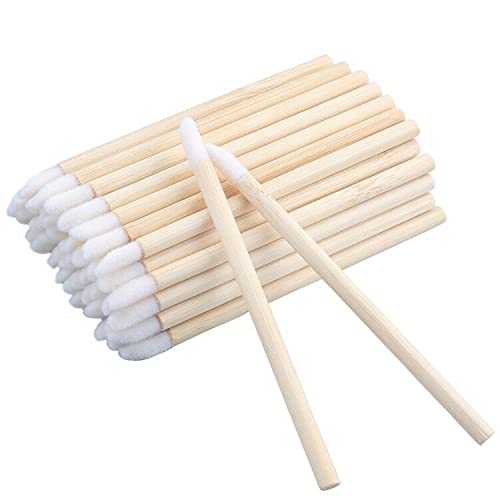 [Australia] - 50PCS Disposable Lip Brushes with Wooden Handle, Makeup Lipstick Applicators, Lip Gloss Wand Brushes for Lip Extension Application Brown 