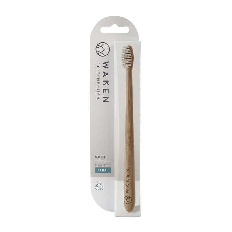 [Australia] - Waken, x1, White Soft Bristle Bamboo Toothbrush, Biodegradable Natural Bamboo Handle, Eco Toothbrush Soft, Eco-Friendly Dental Brushes, Bamboo Vegan Toothbrush 