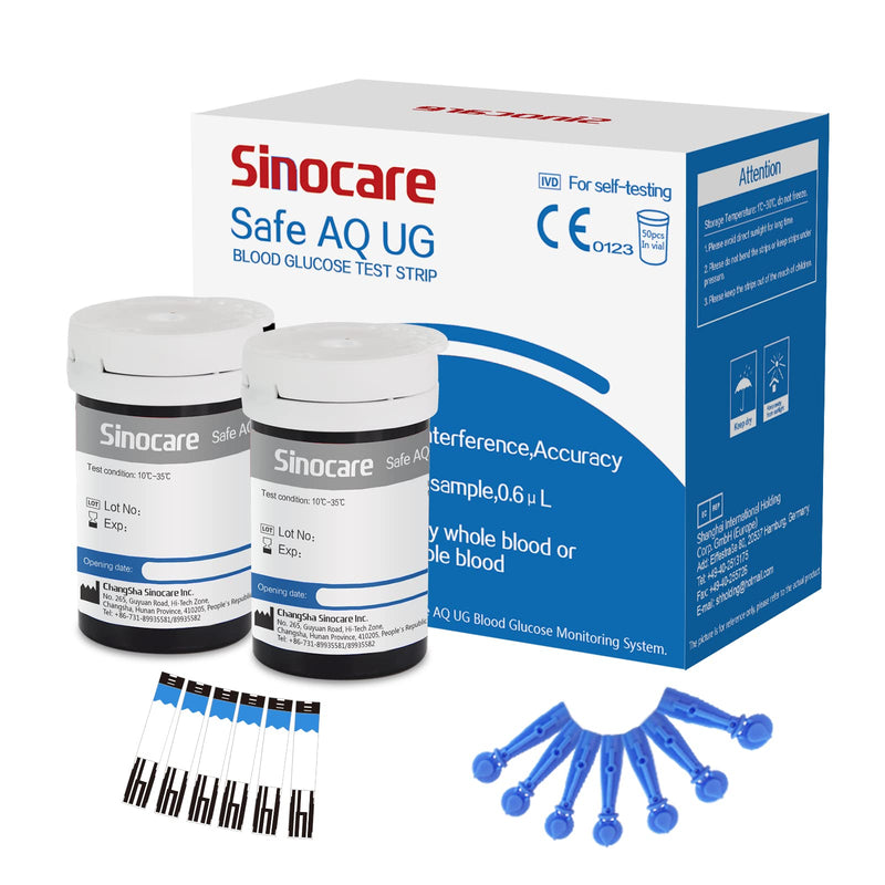 [Australia] - sinocare Safe AQ UG Blood Glucose Test Strips Only for Safe AQ UG Blood Glucose and Uric Acid Monitor (Strips x 50) UG blood glucose test strips × 50 