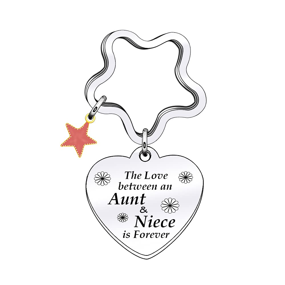 [Australia] - FGHJK The Love Between Aunt and Niece Is Forever Silver Heart Keyring Krychain for Aunt Niece Birthday Christmas Anniversary Jewellery Gift 