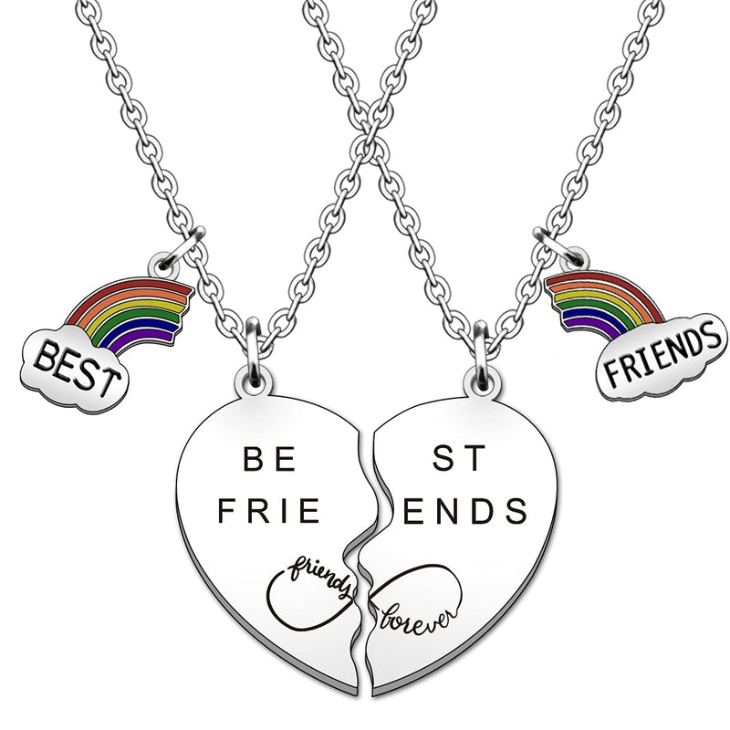 [Australia] - SMARGO 2 PCS Best Friends Necklaces For Women Girls Charm Rainbow Puzzle Hearts Best Friends Forever Bff Friendship Jewellery Birthday Graduation Christmas Gifts 