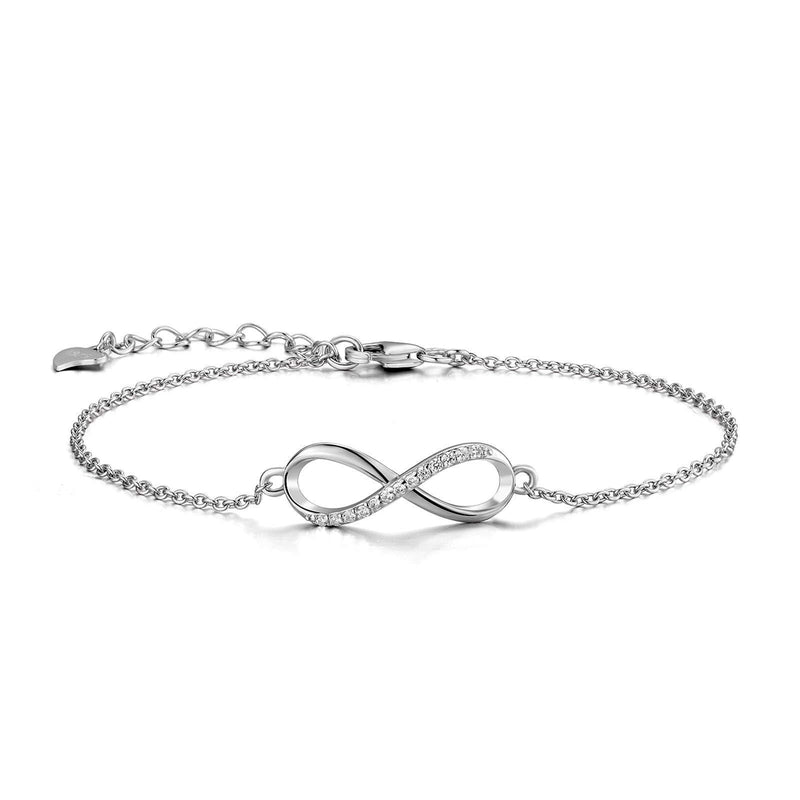 [Australia] - ADVIOK Rose Gold Bracelet Sterling Silver 925 Zirconia Infinity Bracelet for Womens Girls Girlfriend Sister Friend Graduation Birthday Thanksgiving Day Valentine's Day Mother's Day Christmas Gift 