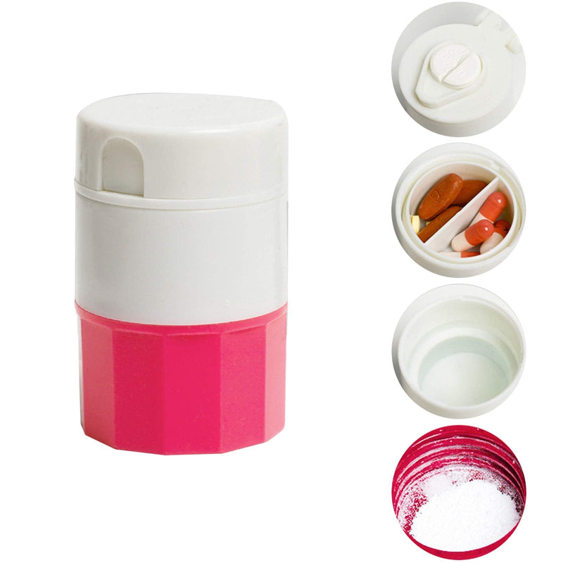 [Australia] - Suneech Manually Crush Medicine Portable Box, Portable Medicine Box for Manual Grinding Medicine Tablets Home Cutter Medicine Divider Pill Box (Pink) Pink 