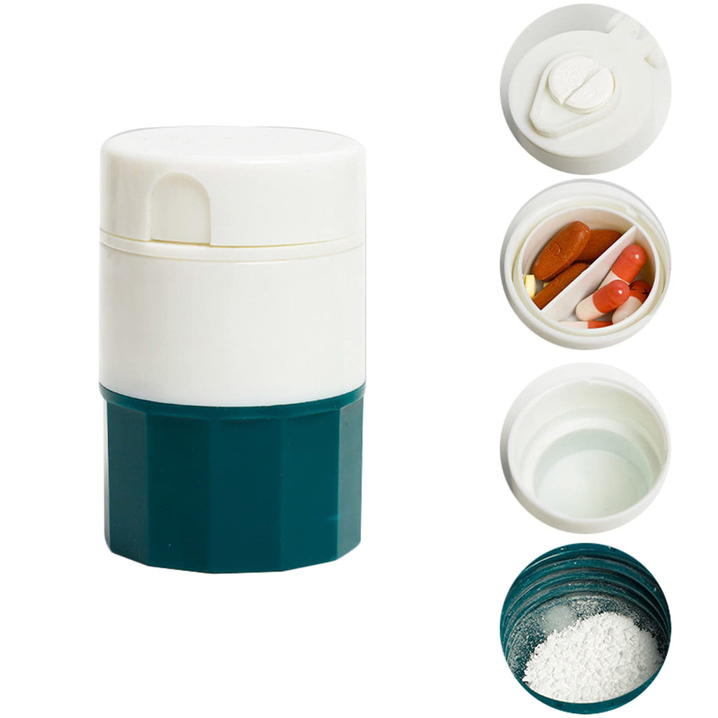 [Australia] - Suneech Manually Crush Medicine Portable Box, Portable Medicine Box for Manual Grinding Medicine Tablets Home Cutter Medicine Divider Pill Box (Green) Green 