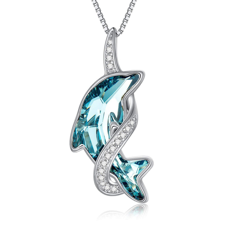 [Australia] - TOUPOP s925 Sterling Silver Ocean Theme Sea Turtle & Dolphin Pendant Necklace for Women Birthday Gifts for Sister Girls A-Dolphin necklace 