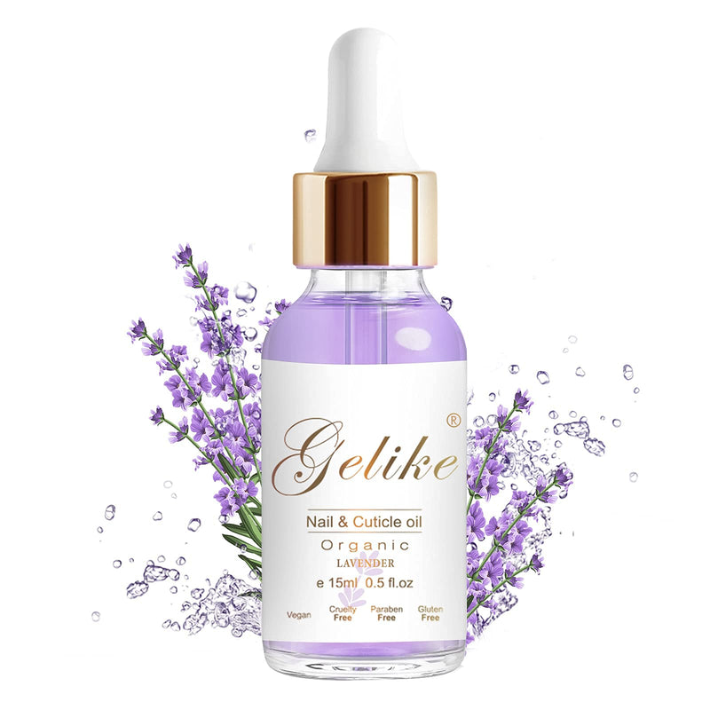 [Australia] - Gelike ec Organic Cuticle Nail Oil 15ml Vitamin B& E Essential Oil Moisturize with Convinient Dropper Design, Nail Cuticles Oils Treatment Damaged Dry for Nail Care Repair Growth-Lavender Scented 15 ml (Pack of 1) 